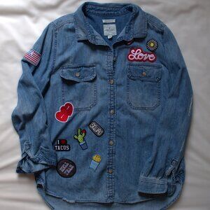 American Eagle | Jean Button-Down with Patches